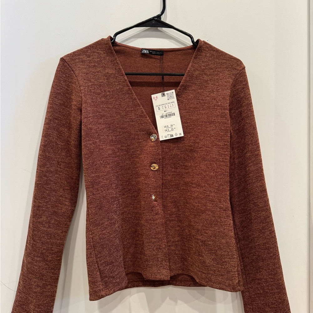 NWT Zara Rust Long Sleeve cardigan top